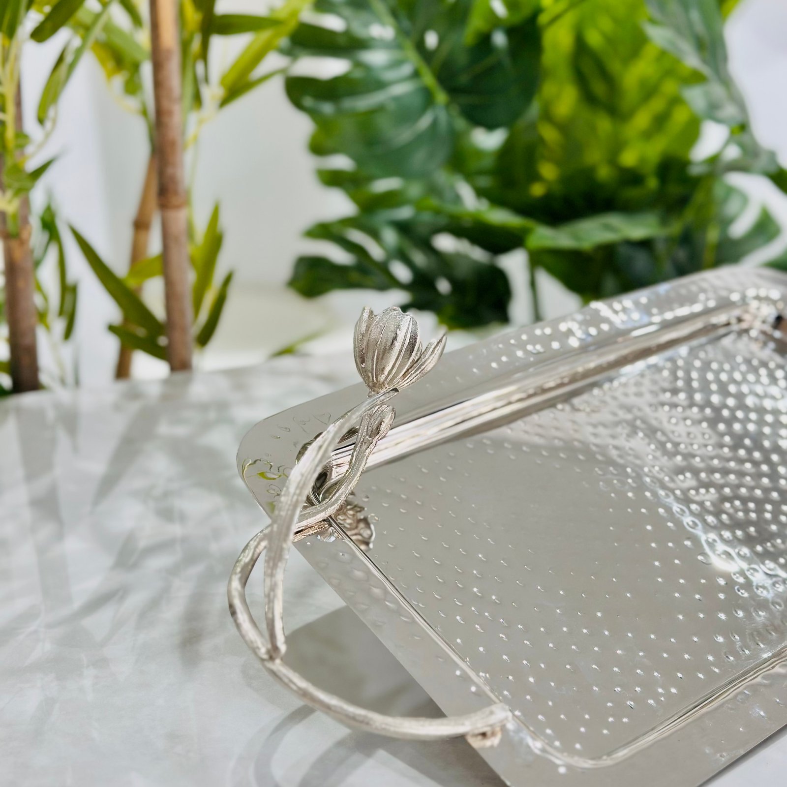 Plateau inox avec fleur PM – Image 3