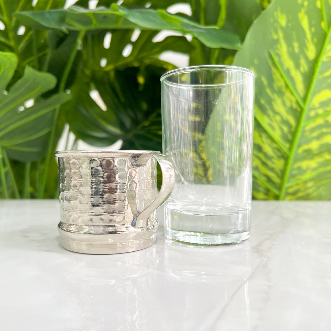 socle et verre a thé martelé – Image 4